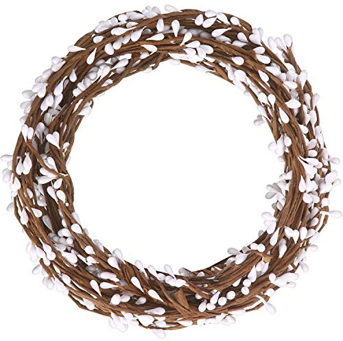 WILLBOND Beerengirlande für Weihnachten, Winter, Innen- und Außenbereich, Dekoration, Kopfkränze, Hochzeitskronen, Weiß, 18 m, 30 Stück