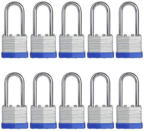 Fu Volante Lock, 1-9/16 (40mm) Laminated Keyed Padlocks, keyed Alike Locks, 2 inch Long Shackle Locks- Pack of 10
