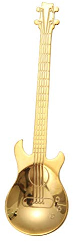 Cabilock 1 Pc cucharas de degustación Guitarra Metalica azúcar cucharas de Cafe Guitarras Cuchara con Forma de Guitarra Accesorios de Cocina Acero Inoxidable Cuchara de café Barra de Hielo