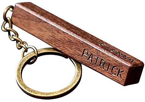 Glooraca Holz Bar Schlüsselanhänger Personalisierte Namen Schlüsselanhänger Herren Holz Schlüsselanhänger mit eingraviertem Namen Custom Schlüsselanhänger Geschenk für Papa Opa Ehemann Bruder (1#)