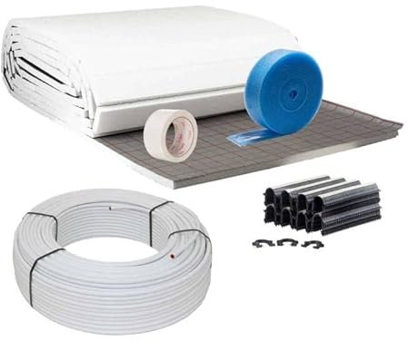 Fußbodenheizung Warmwasser Set 10m² Tackersystem 20 mm Rollbahn Alu-Verbund Rohr VA15 Zubehör