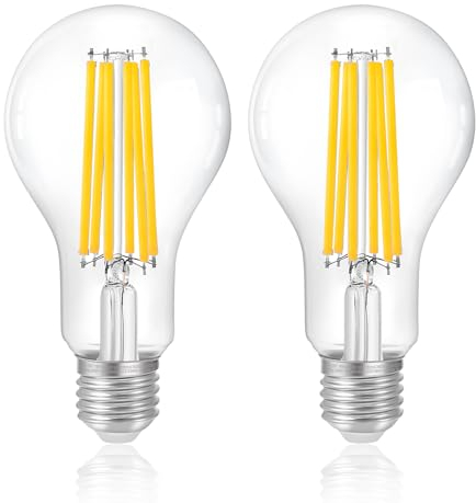FLSNT LED Edison Glühbirne E27, A70 LED Filament Lampe 3000 Lumen Super Hell, 18W(Ersetzt 200W), 3000K Warmweiß, nicht dimmbar, Klar Glas, 2 Stück