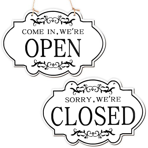 AIEX Offen Geschlossen Schild, Doppelseitig Wendbar Kommen Sie Herein Wir Haben Geöffnet und Entschuldigung Wir Haben Geschlossen Schild Ladenschild zum Aufhängen für Restaurant Club Café(30 x 20 cm)