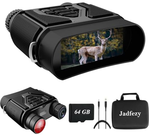 Jadfezy Night Vision Goggles Night Vision Binoculars for Total Darkness,Digital Infrared Night Vision with 3'' Large Viewing Screen and 64GB Card for Camping and Hunting