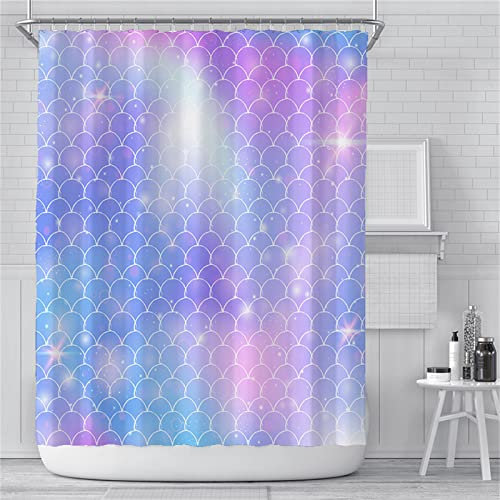 XYueww Duschvorhang, Lila-blau Duschvorhang Anti-Schimmel, Wasserdicht, Schnell Trocknend, Duschrollo Polyestergewebe 12 Duschvorhangringen, Badezimmerzubehör,220x180cm