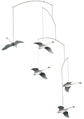 Flensted Mobiles - Windspiel, Mobile - weiße Schwäne - Maße (HxB): 55 x 45 cm