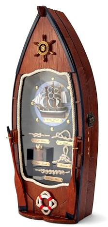 NKlaus Maritimer Schlüsselkasten mit Knoten Bootsform aus Holz mit Glas 16,5x39x8,5cm 11716
