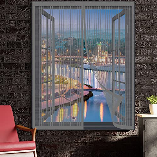 Fliegengitter Für Dachfenster 140 x 90 cm Insektenschutzgitter Einfache Installation Auto Schließen Magnet Fliegengitter Für Alle Universalfenster, Grau