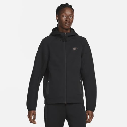 Nike FB7921-010 M NK TCH FLC FZ WR Hoodie Sweatshirt Herren Black/Black Größe L-T