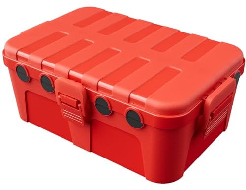 RESTMO Extra Large Waterproof Electrical Box, IP54 Weatherproof Outdoor Extension Lead Cover, Protect Outlet, Plug, Socket, Timer, Power Strip, Holiday Light Decoration, 32 x 22 x 13 cm, Red