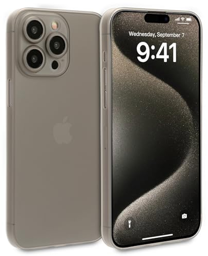 doupi Ultra Slim Custodia Compatibile con iPhone 15 PRO Max (6,7 Pollici) - Finitura Opaca, Ricarica Wireless Supportata, Cover Protettiva Super Sottile, Grigio