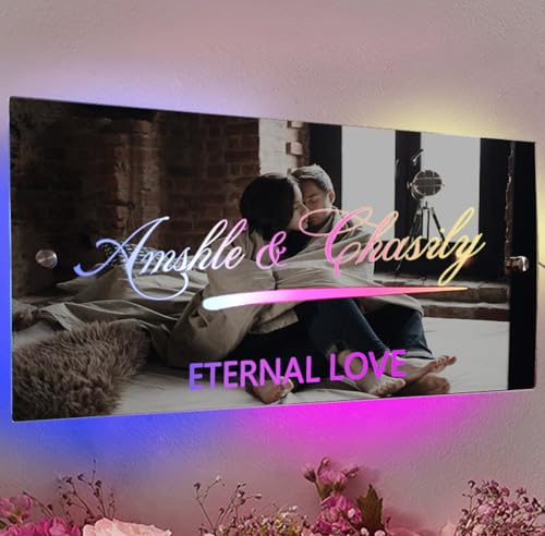 Personalisierte Schlafzimmer LED Name Spiegel Licht Benutzerdefinierte LED Spiegel Name Zeichen, Benutzerdefinierte Name Neon Zeichen Licht Wand Dekor Spiegel für Schlafzimmer Wohnzimmer, Bar