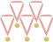 PATIKIL 2 Gold Badminton Medaillen 5 Pack Badminton Preis Medaillen mit Band Rot Weiß für Spiele Sportliche Wettkämpfe