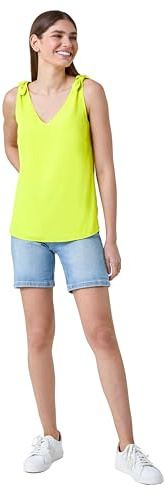 Roman Originals Tie Detail Strap Cami Top for Women UK - Ladies Everyday Holiday Spring Summer V Neckline Comfy Soft Evening Vacation Work Party - Lime - Size 10
