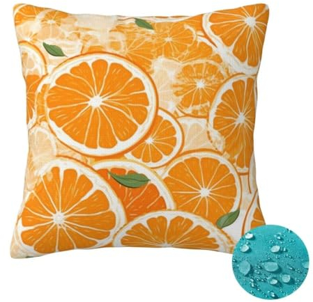 Outdoor Kissen Wetterfest 2 Stück Orange Kissenbezug 30x30 cm, Sommer Gartenkissen Deko Outdoor Sitzkissen Wetterfest, Kissenbezüge Herbst Outdoorkissen für Balkon Terrasse Patio Garten Deko -OZ400