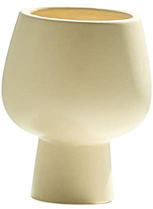 WIPPWER Macetas de cerámica Macetas Macetas Macetas Contenedor Moderno Jardín Florero Maceta for Porche Delantero Graduación Mesa de Centro Interior, Blanco (Color : Yellow)