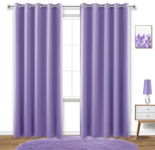 KOUFALL, Verdunkelungsvorhänge für Wohnzimmer, 183 x 213 cm, Violett