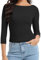 LVRAO 3/4 Length Sleeve Womens Tops Ribbed Boat Neck Casual Basic Tee Shirts 2025 Trendy Tight Fitted Going Out Outfits, Black, L