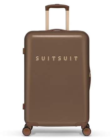 SUITSUIT Koffer Groß 66 cm - Leicht Hartschalen Reisekoffer mit Rollen - TSA-Schloss - 59 L - Fab Seventies Cocoa Brown