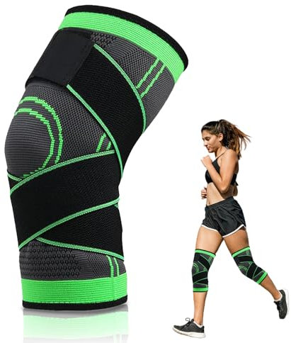 Rodilleras menisco y ligamento, ajustables, alivian molestias y previenen lesiones,para artritis, tendinitis, muy confortables para correr,baloncesto, se ajusta a tu pierna, (Large) verdes.(Vendix)