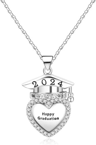 Zircobic 2024 Graduation Keepsake Necklace | Grad Cap Charm Necklaces with Cubic Zirconia Mortarboard | College Law Middle High School Master Degree Nurse PhD Graduation Jewelry
