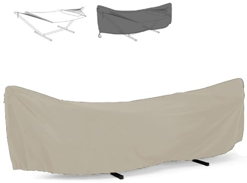 XUHCLY Hängematte Abdeckung Abdeckplane,Schutzhülle für Hängemattengestell,420D Oxford-Gewebe Wasserdicht Hängematte Abdeckung für Stabhängematte mit Ständer(Size:210D-285x80x17cm,Color:Off-White)