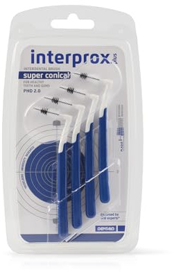 Interprox Plus Super Conical 4 Brushes, Anti-Plaque and Anti-Carie, Suitable for Larger Interproximal Spaces (PHD 2.0), 90 Degree Neck, Suitable for Back Teeth