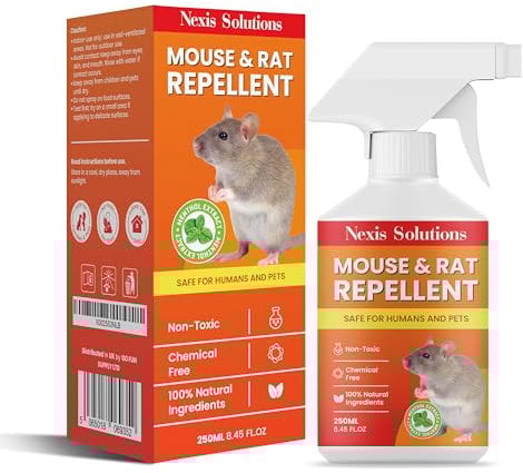 Nexis Peppermint Oil Mice Repellent Spray - 250ml - Effective Indoor Use Peppermint Oil for Rodents, Rat Spray for Rooms and Basements | Unprocessed Mouse Spray