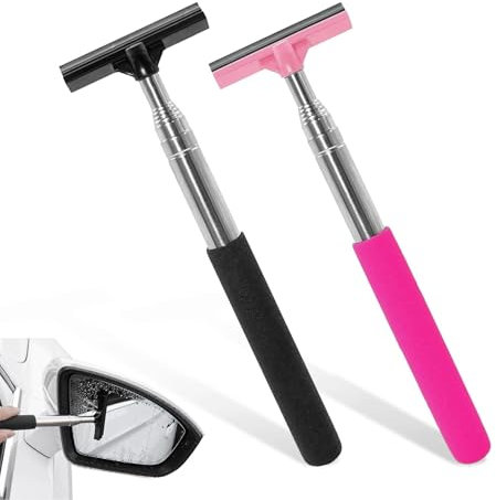 2 Pcs Wing Mirror Squeegee, Retractable Car Mirror Wiper, Wing Mirror Wiper, Car Window Squeegee Car Mirror Wiper, for Car Windows Windshields Shower Doors Bathroom Mirrors