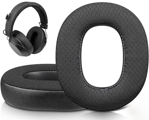 SOULWIT Mesh Fabric Replacement Earpads for Plantronics BackBeat FIT 6100 (FIT6100) Wireless Bluetooth Headphones, Ear Pads Cushions with Noise Isolation Foam, Added Thickness - Black