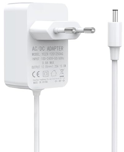 15 W - Alimentatore di rete per Echo Dot (3rd 4th 5th Gen), Echo Show 5 (1st 2nd Gen), Echo Spot, Echo Dot Kids Edition, Fire TV Cube, cavo di alimentazione da 1,5 m, colore: Bianco
