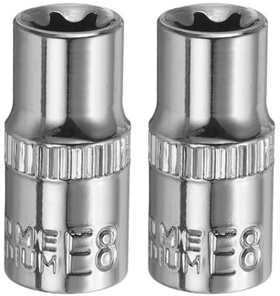 sourcing map Lot de 2 douilles E-Torx 1/4 E8 - Douille profonde Torx externe CR-V 6 points - Douille femelle pour réparation automobile, entretien domestique, bricolage, fabrication artisanale -