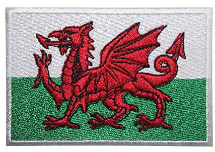 Wales Flag Logo Patch Embroidered Applique Wales Country Flag Iron On Sew On Emblem