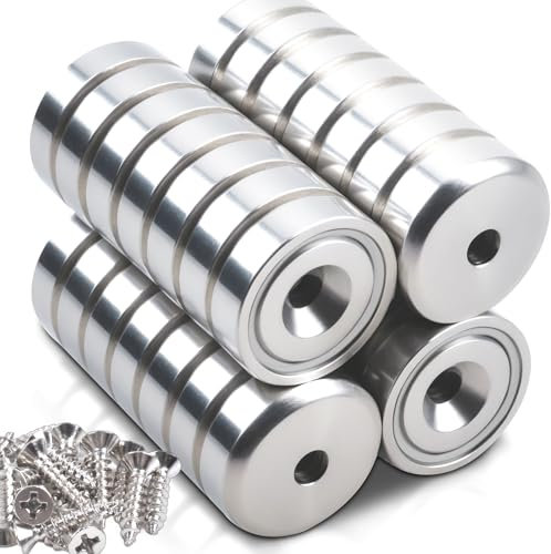 28 Stück Magnete Stark mit Loch 6KG Kraft 16x5mm, Neodym Magnet mit Loch Magnete Rund Neodym Magneten Extra Stark Magnet zum Anschrauben Senkkopf-Topfmagnet mit Schrauben