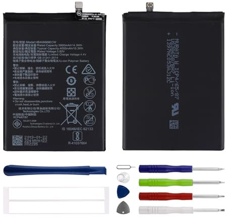 Duotipa Batteria di ricambio HB406689ECW, 3900 mAh, compatibile con Huawei Y7 2017/Y7 2019/Y9 2019/Y9 2018/Honor 8C/Enjoy 7 Plus/Mate 9 con kit di strumenti di riparazione