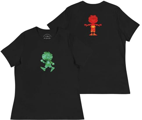 Bavariashop | Pumuckl Ampel Damen Shirt | Ampelmännchen Design | Front- & Backprint | Bio-Baumwolle Schwarz