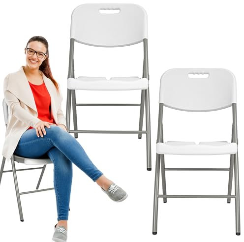 KARL HAUSMANN Klappstühle 2er Set - Klappstuhl küche aus Kunststoff - Stuhl Klappbar - Foldable Chair - Klappsessel für Garten und Camping - Klappstuhl Garten - Campingstuhl - Klapp Stühle - Weiß