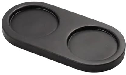 5.8 cm/2.3 Inch Inner Dia Black Salt and Pepper Mill Tray Acacia Wood Tray Pepper Grinder Rest Peper Mill Holder Dining Table Protector Kitchen Storage Holder