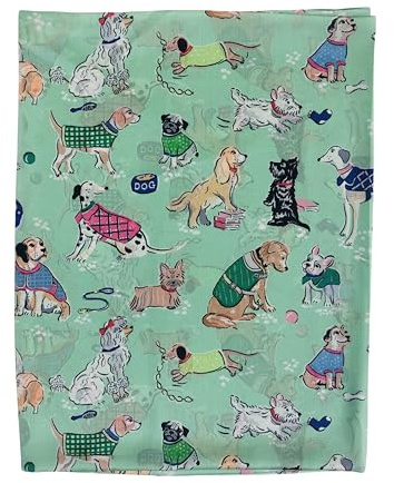 Walniverse Seidenschal Damen, Seidentuch mit verspieltem Hundmotiv, bunter Damenschal für Frühling Herbst Winter, 110g leicht, 180x90cm