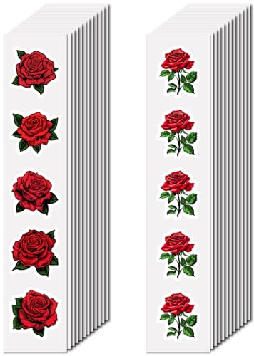 CREATCABIN 480 Stück Rosenaufkleber Scrapbook Aufkleber Kleine Dekoration PVC Vinyl Wasserdicht Für Laptop Selbstklebend Süße Etiketten Basteln Für Wasserflasche DIY Dekoration Haustür Tisch 2.2cm