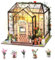 M MUNCASO DIY Miniature Dollhouse Kit, Mini House Making Kit with Furniture and LED light, 1:24 Scale Craft Kit, Jenny Flower House Handmade Wooden Greenhouse Kits Toy for Family and Friends