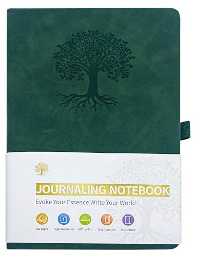 hurifeng A5 Notizbuch mit Hardcover - Hochwertiger PU-Leder Einband, 196 Seiten auf Doryn Papier, Drahtbindung, Perfekt für Business und Büro (Grün)