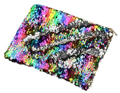 jojofuny Glitzernde Reißverschlusstasche aus Pet und Dacron Stabiles Federmäppchen mit Pailletten für Abschlussstimmung und Schulanfang Party Silberfarben und Waschbar