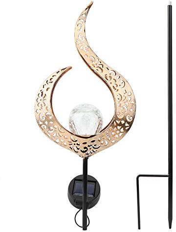 Spacnana Solar Rasen Licht, Metallglas Mond Staff Design LED -Pfadgartenleuchten für den Außenhof Im Freien