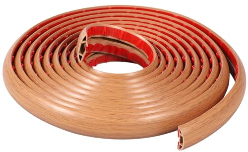 Flexibler Klein Kabelkanal 5m x 3cm PVC Flexibler Kabelkanal Selbstklebend Leicht zu Schneiden Boden Kabelbrücke für Zuhause Büro Wohnung Hotel Lager (Gelbe Eiche)