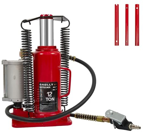 GAOLLY Air Hydraulic Bottle Jack, 12 Ton (26455) lbs Hydraulic Bottle Jack with 10.43''-19.88'' Lifting Range & Manual Hand Pump, for Pickup, Truck, RV, Auto Repair