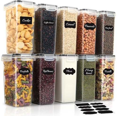 Withosent 2.0L Vorratsdosen Luftdicht 10er Set, Aufbewahrungsbox Küche mit Deckel aus Plastik, Vorratsbehälter Organizer Müslidose für Getreide, Mehl, Müsli, Cornflakes, BPA-FRE, Spülmaschinenfest