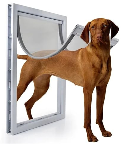 Große Tierklappe Haustiertür for Türen PVC-Außenklappentür Anti-Regen-Türabdeckung Extra isoliert & Kaltes Wetter(Full Door White,M24x5x37cm)