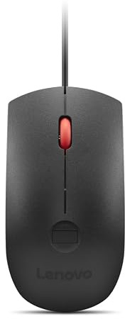 Lenovo - Maus - optisch - 3 Tasten - kabelgebunden - USB - Schwarz, Rot