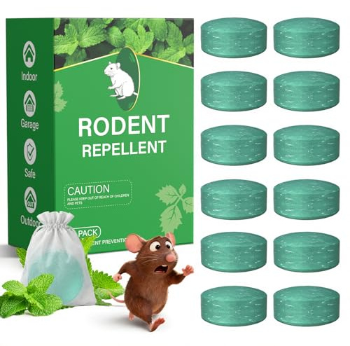 Rodent Repellent Rat Repellent Mouse Repellent, Green 12 Pack Mice Repellent Balls, Natural Plant Based, Pet Safe, Long Lasting, Easy to Use, Indoor Outdoor Multi Scenario Use